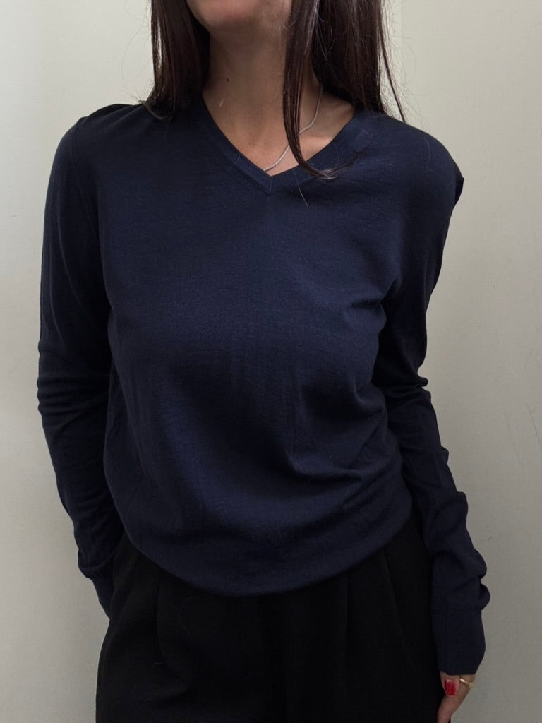 Vintage Giorgio Armani Navy Long Sleeve Knit Size Medium