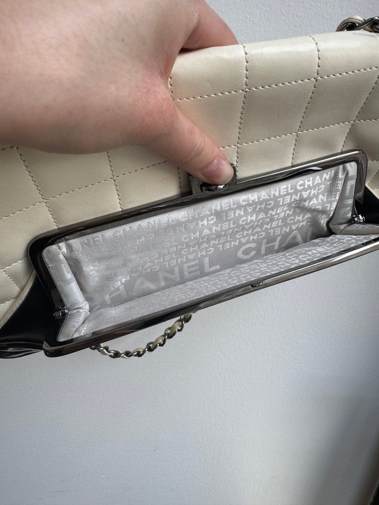 Chanel 2006 Black + White Lambskin Chocolate Bar Chain Flap Bag