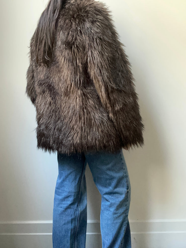 Vintage Brown Faux Fur Coat Size 6