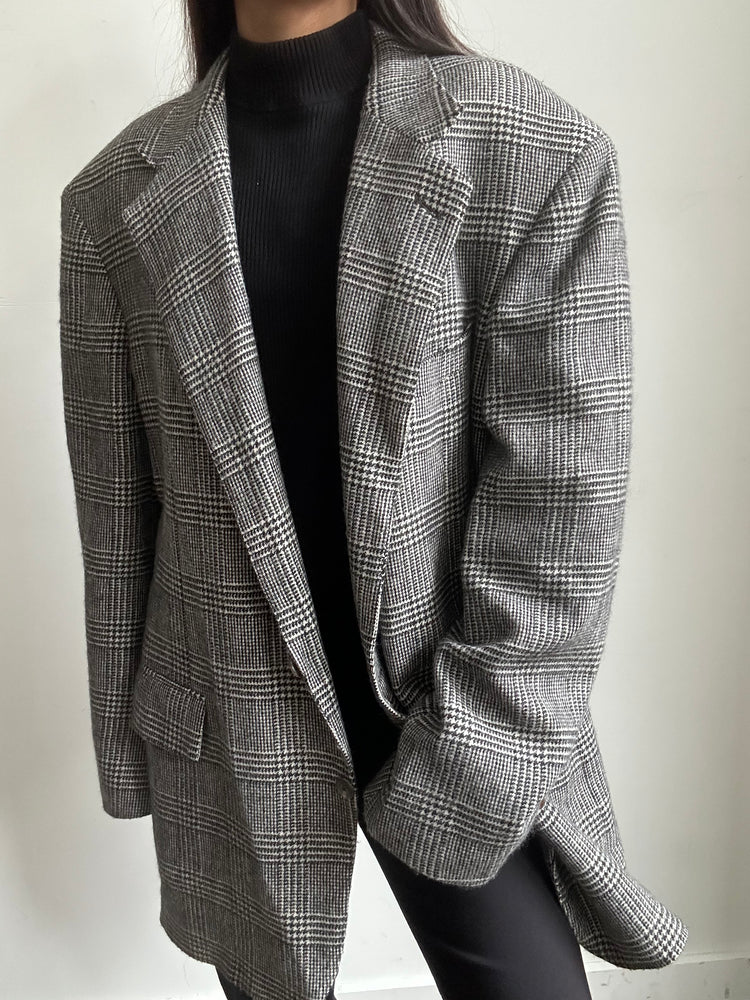 Vintage Polo Ralph Lauren Grey Plaid Blazer Size Large