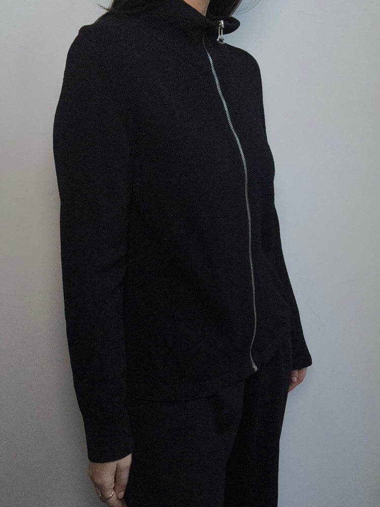 Vintage Black Knit Zip Up Size Medium
