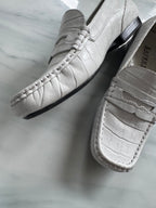 Vintage Ralph Lauren White Croc Embossed Loafers Size 6 1/2
