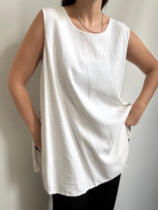 Vintage White Linen Gathered Cover Up Size XS