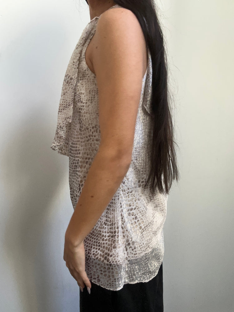 Vintage Snakeskin Patterned One-Shoulder Blouse Size S/M