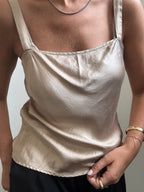 Vintage Champagne Silk Tank Top Size Small