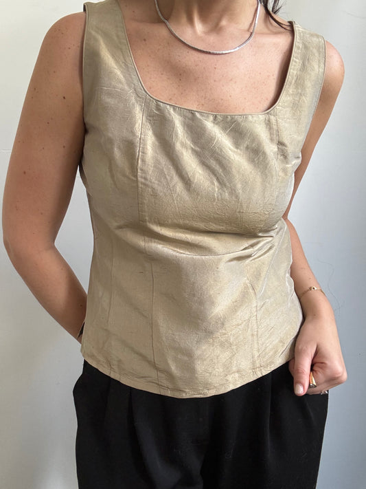 Vintage Gold Silk Tank Size 8