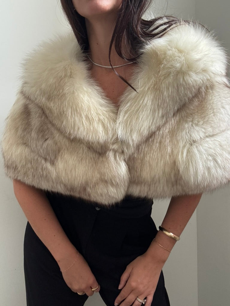 Vintage White Fox Fur Shaw