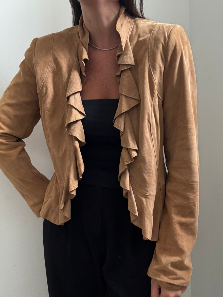 Vintage Suede Ruffle Jacket Size Medium