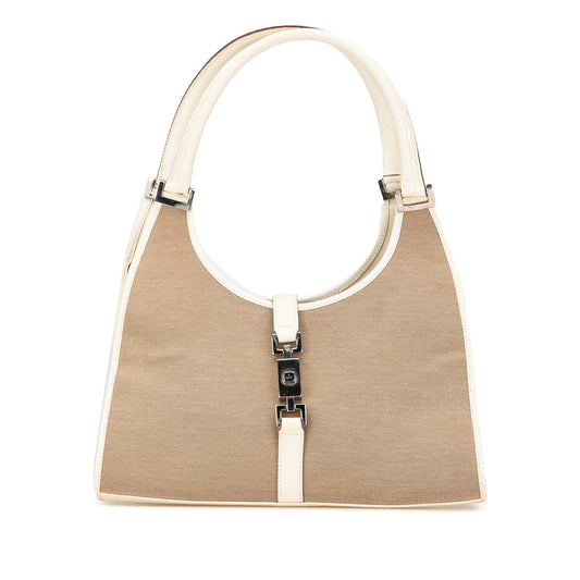 Vintage Gucci Canvas Jackie Bardot Shoulder Bag