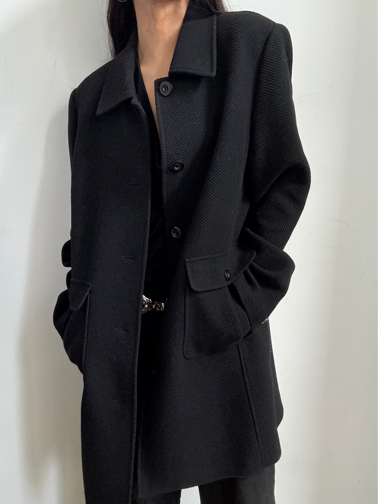 Vintage Black Structured Trench Size Large