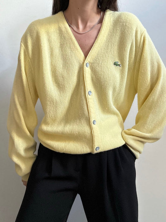 Vintage Lacoste Yellow Cardigan Size Large
