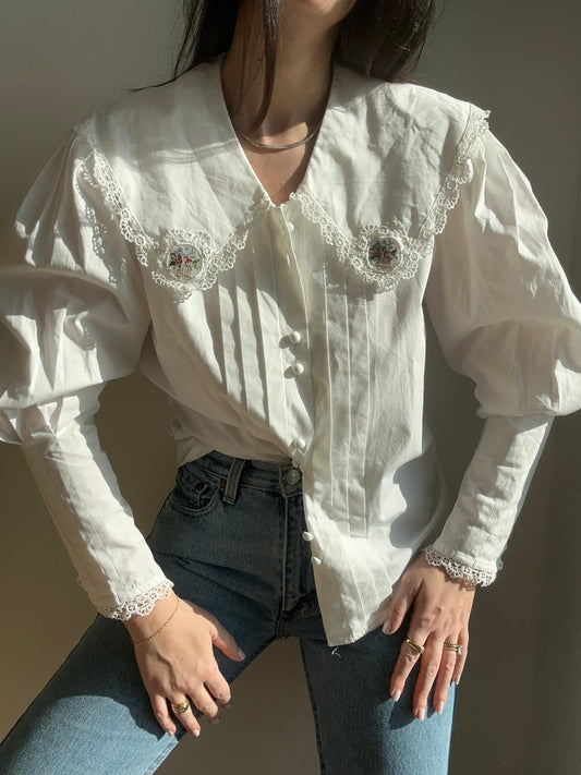 Vintage Victorian Cotton Poplin Blouse