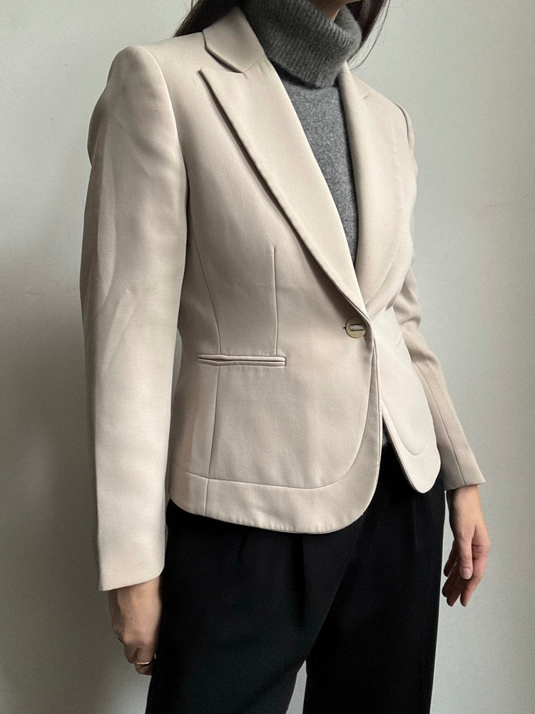 Vintage Beige Fitted Petite Blazer Size 6