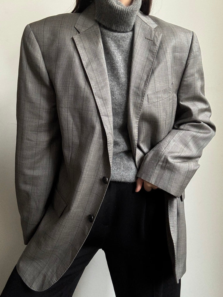 Vintage Saks Grey Plaid Blazer Size Large