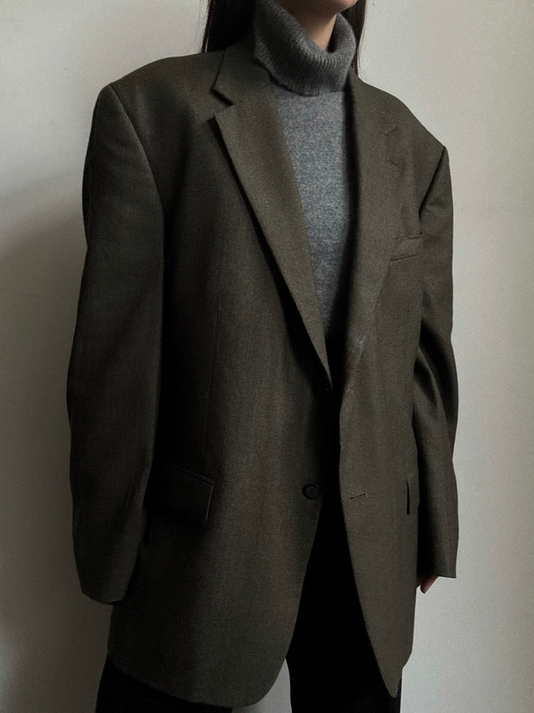 Vintage Oscar De La Renta Olive Green Blazer Size Extra Large
