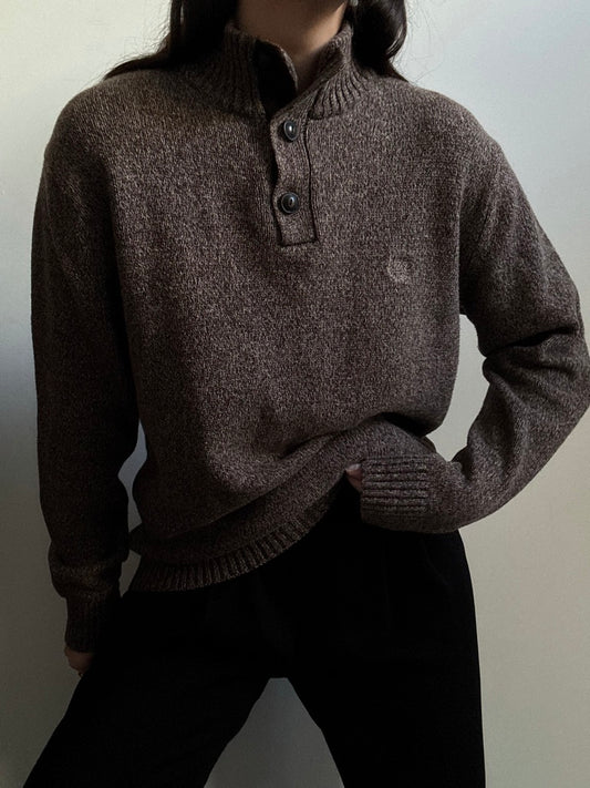 Vintage Chaps Brown Knit Cotton Pullover Size Medium