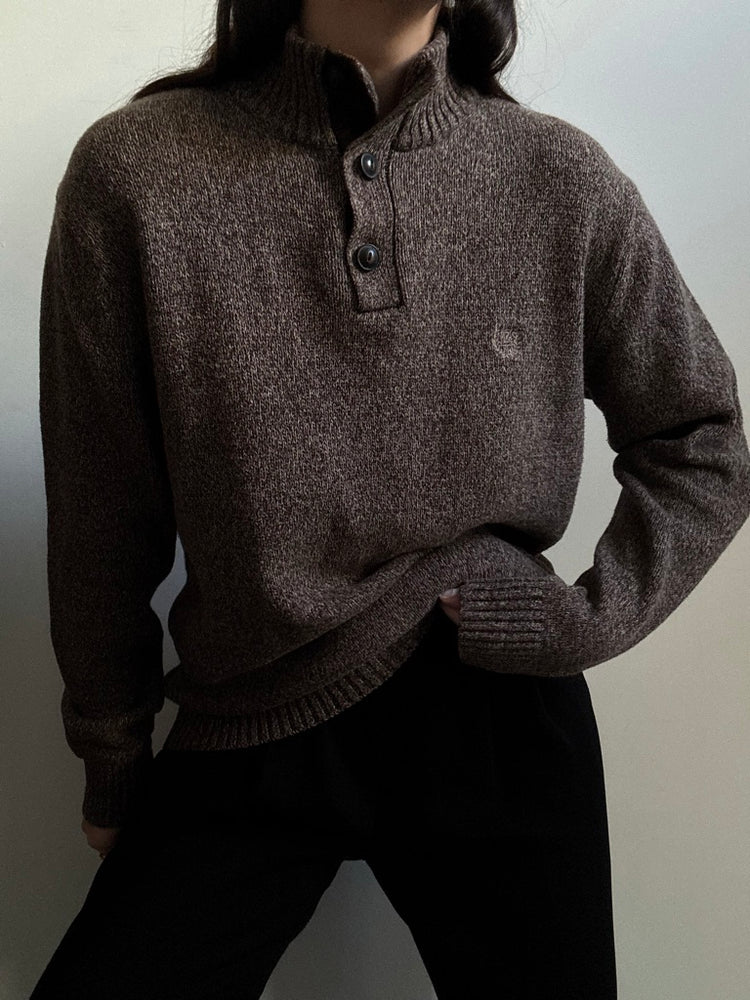 Vintage Chaps Brown Knit Cotton Pullover Size Medium