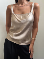 Vintage Champagne Silk Tank Top Size Small