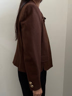 Vintage Brown Wool Blazer With Gold Details Size Medium