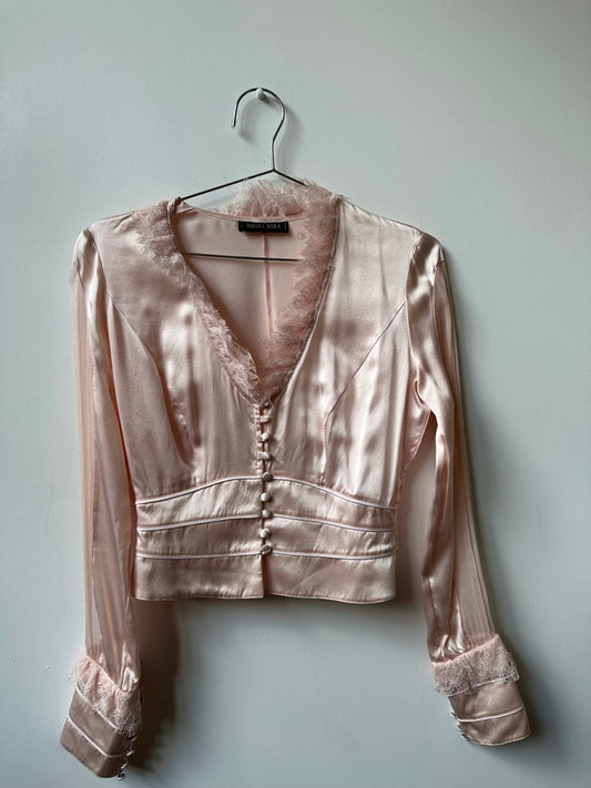Vintage Blush Pink Bustier Top Size Small