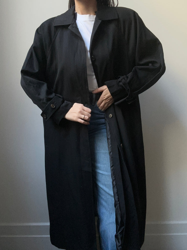 Vintage Bill Blass Black Trench Size 8