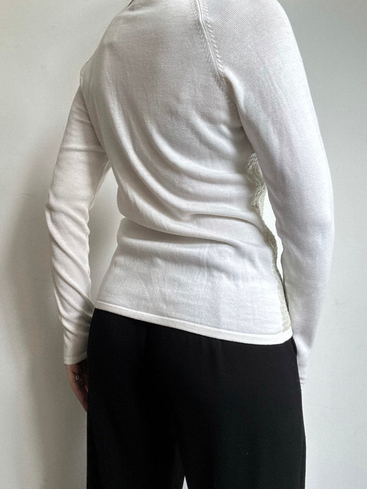 Vintage White Sequin Zip-Up Cardigan Size Medium