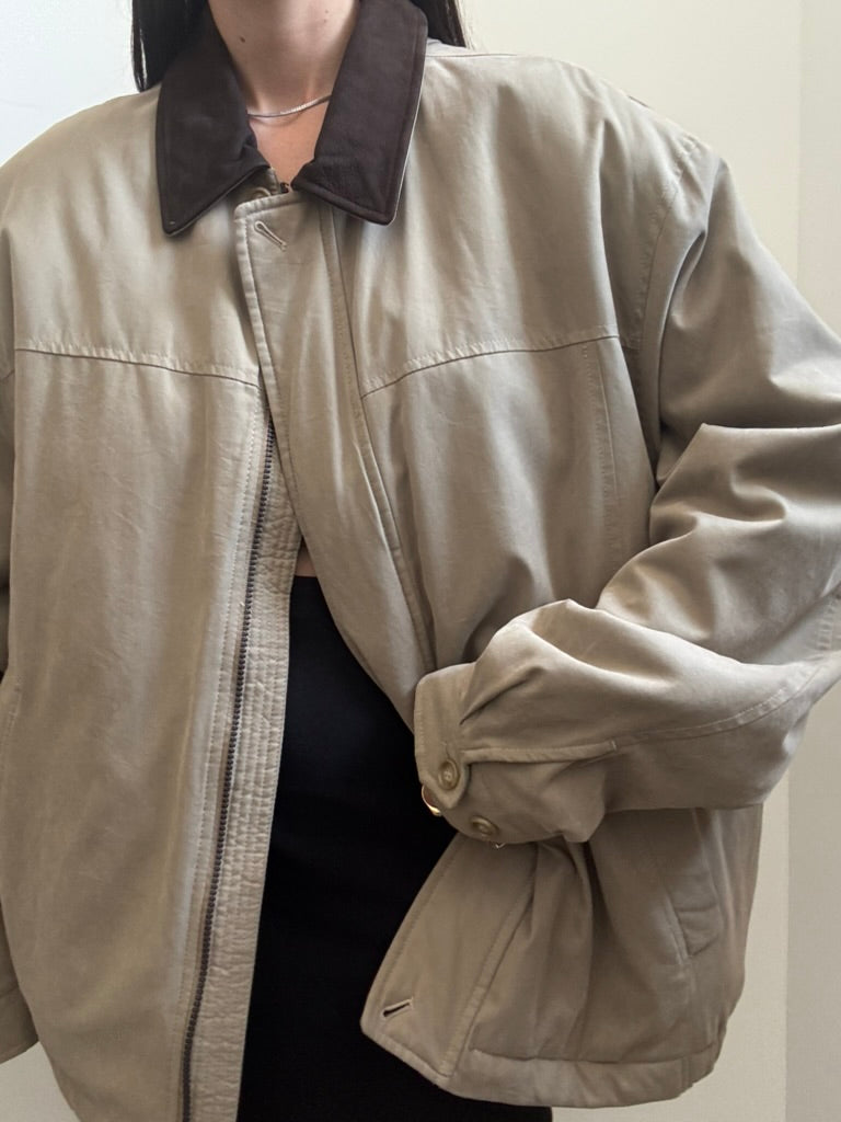 Vintage Tan Bomber Jacket Size XL