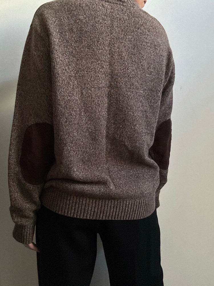 Vintage Chaps Brown Knit Cotton Pullover Size Medium