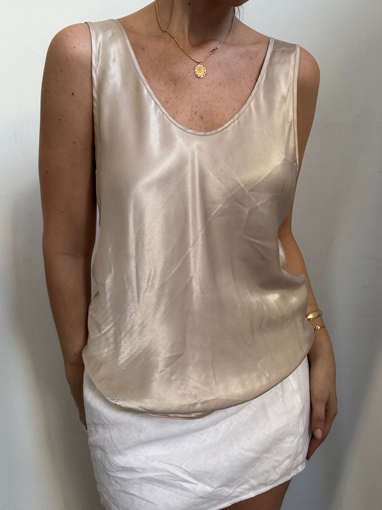 Vintage Beige Shimmer Blouse Size Medium