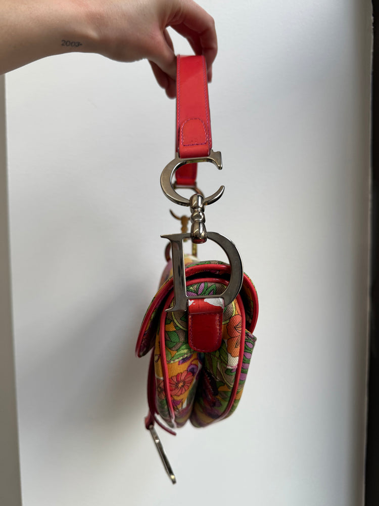 Vintage Dior 2004 Multicolor Floral Glamour Saddle Bag