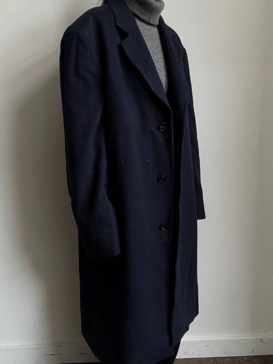 Vintage Navy Blue Cashmere Trench Size Large