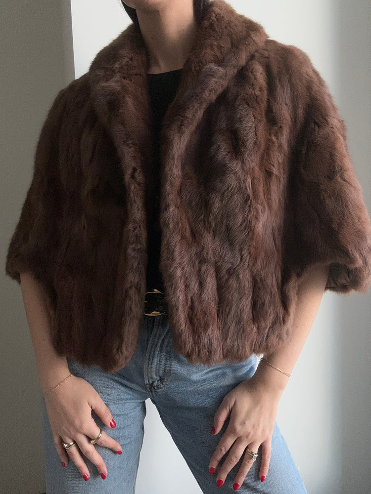 Vintage Rabbit Fur Shawl XS-M