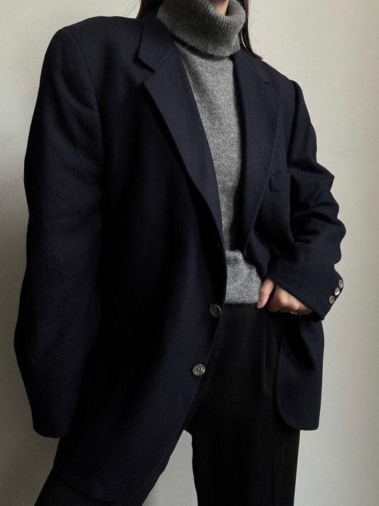 Vintage Pure Cashmere Navy Blue Blazer Size Large
