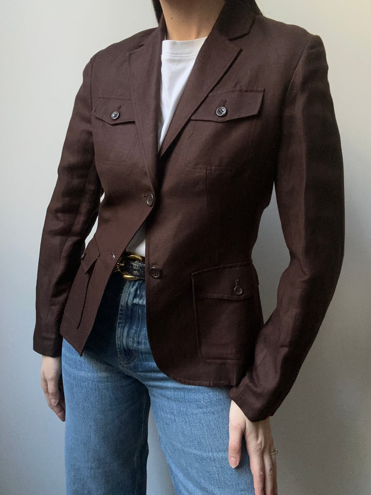 Vintage Brown Fitted Blazer Size 2