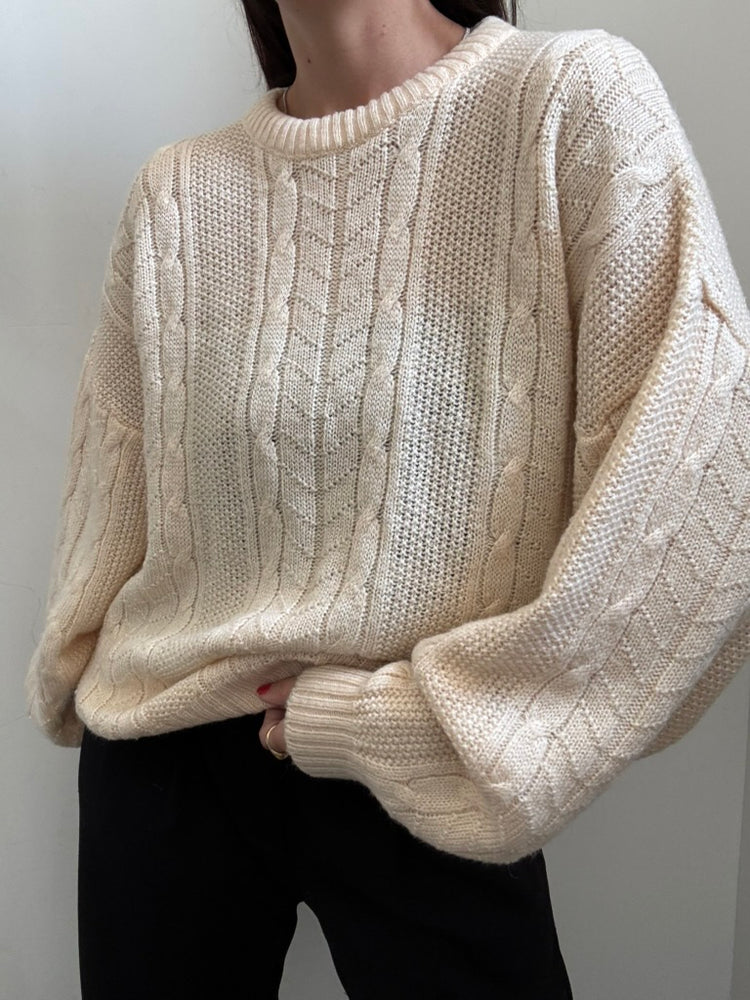 Vintage Cream Wool Blend Sweater Size Large