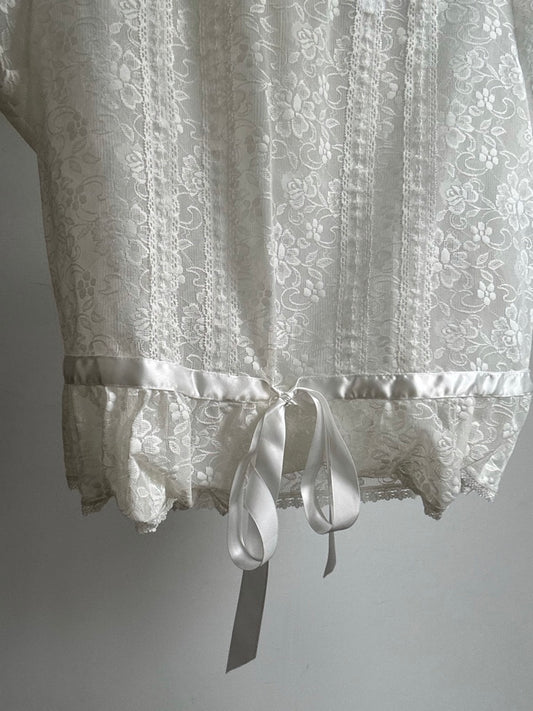 Vintage Ivory Lace Blouse Size XL