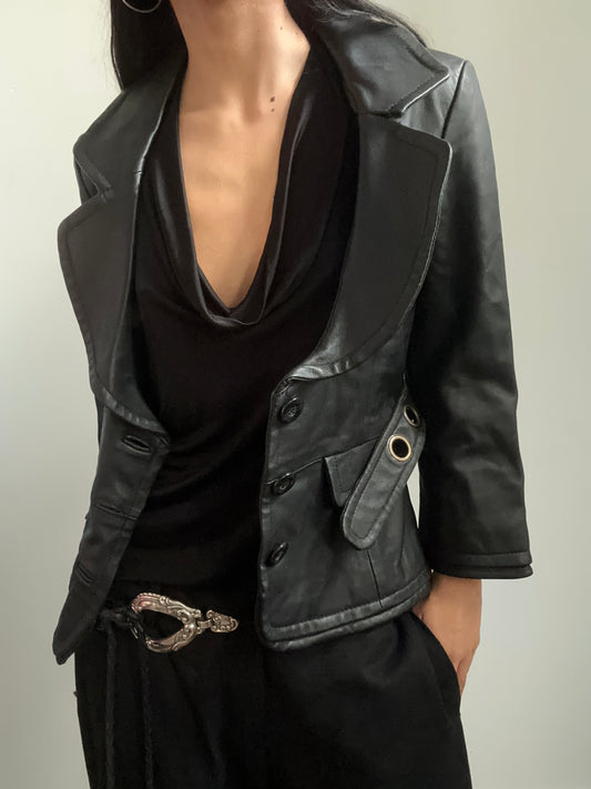Vintage Leather Buckle Jacket Size XS