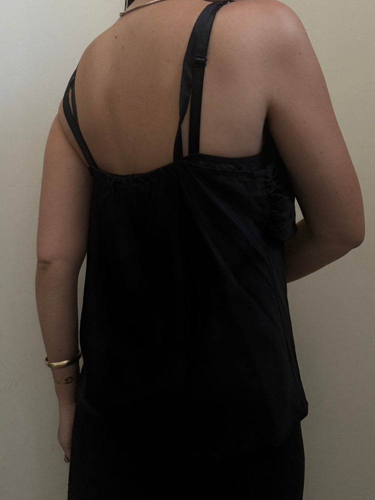 Vintage Black Silk Tank Top Size Large