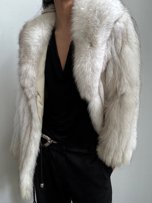 Vintage Silver Fox Fur Coat Size XS