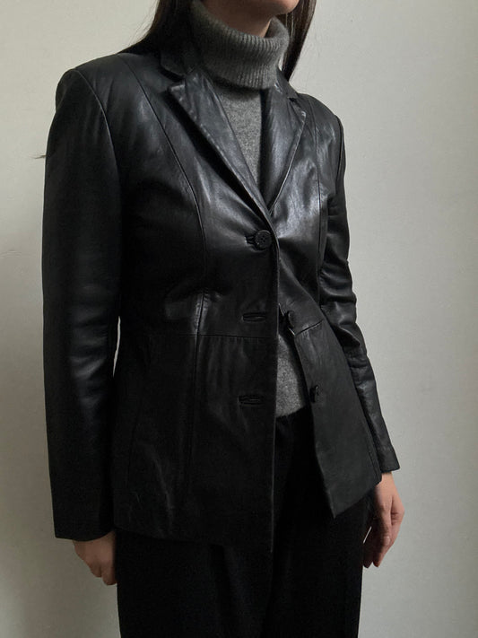 Vintage Black Leather Jacket Size Small