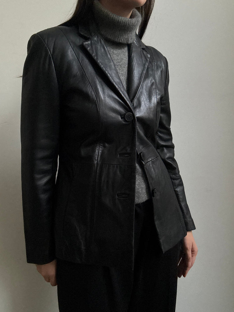 Vintage Black Leather Jacket Size Small