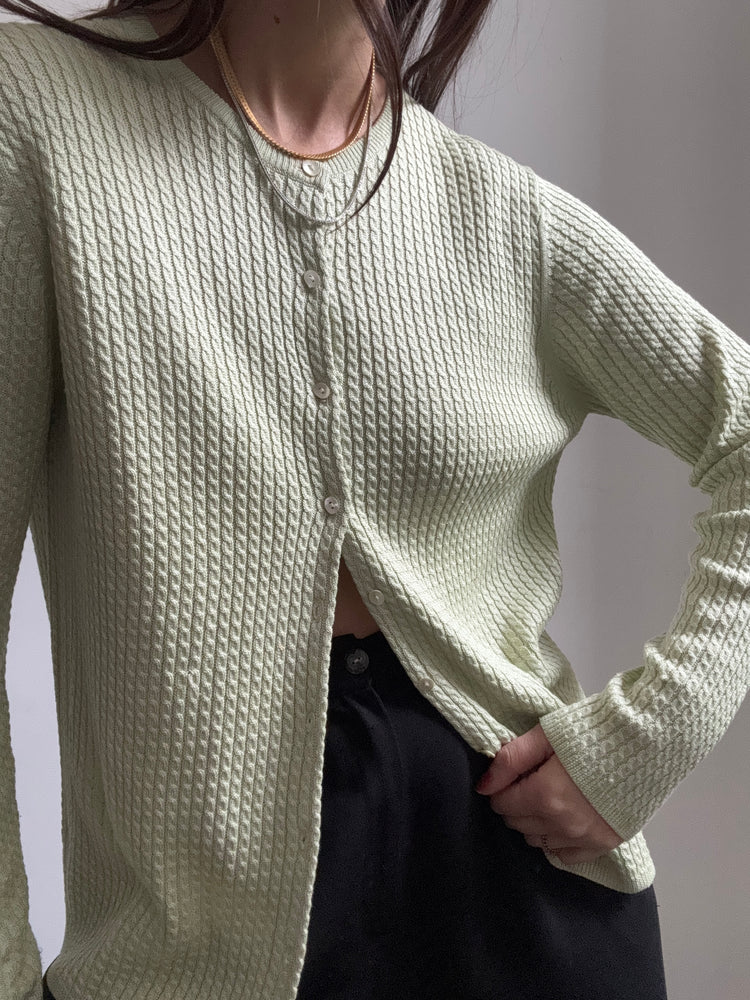 Vintage Neiman Marcus Light Green Button Up Cardi Size Large