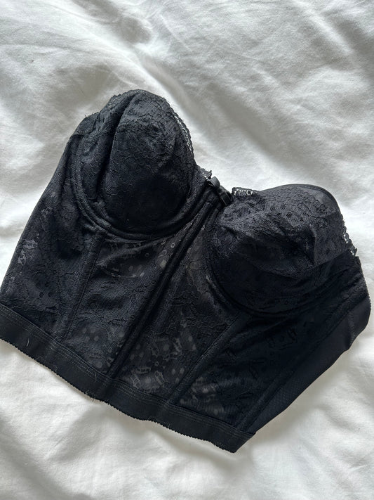 Vintage Black Lace Corset Size 36C