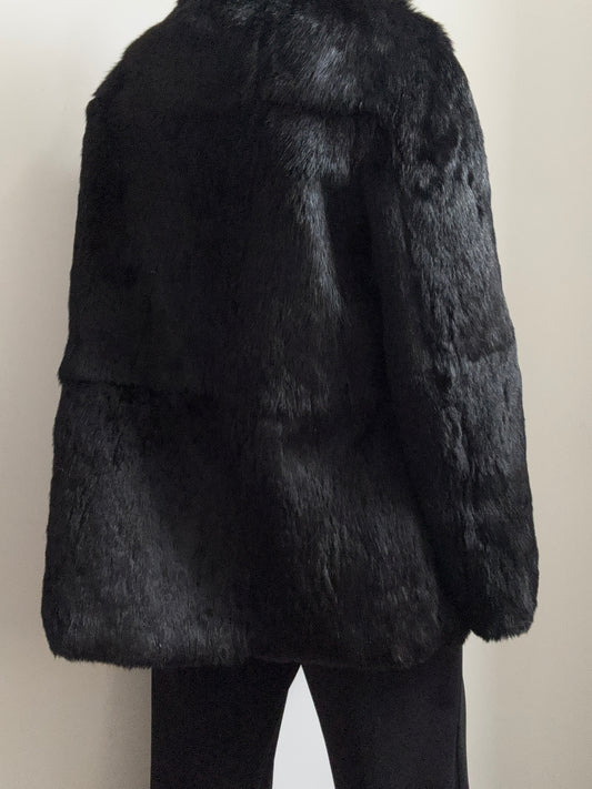 Vintage Black Rabbit Fur Short Jacket Size Medium
