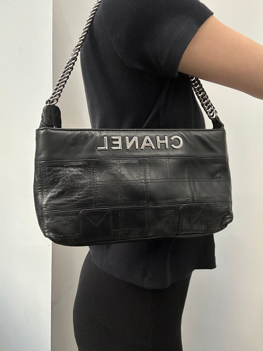 Chanel 2008 Black Quilted Lambskin Pochette Bag