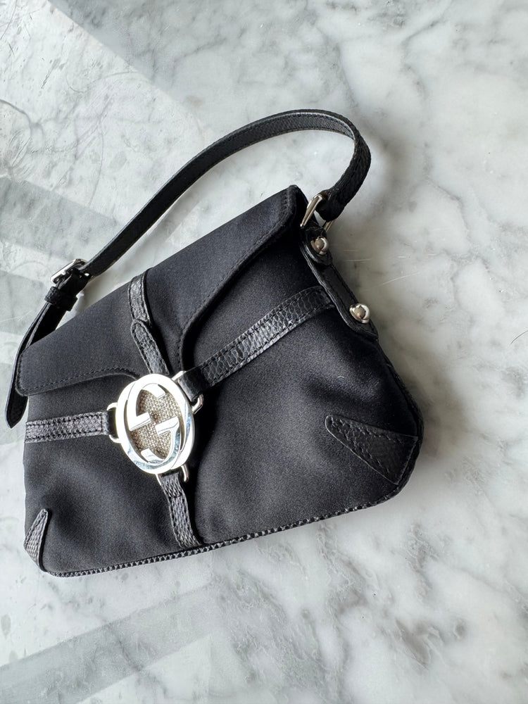 Vintage 90's Mini Gucci Black Satin Bag