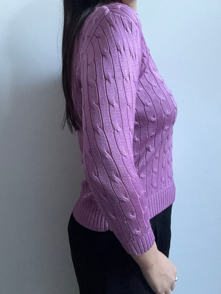 Vintage Ralph Lauren Pink Cable Knit Sweater Size S