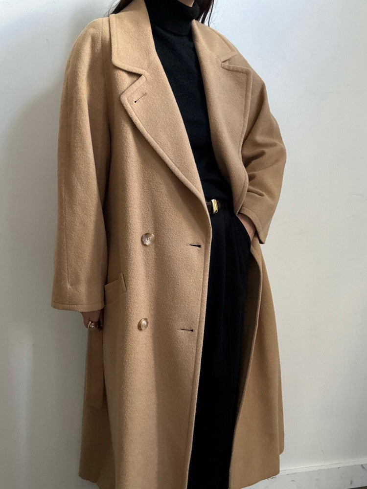 Vintage Camel Hair Belted Trench Size Medium