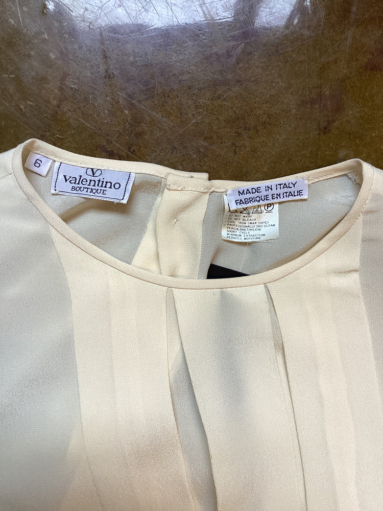 Vintage Valentino Cream Pleated Blouse Size 6