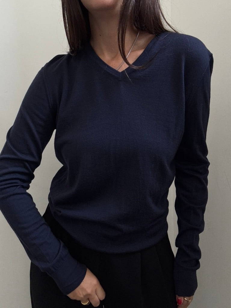 Vintage Giorgio Armani Navy Long Sleeve Knit Size Medium